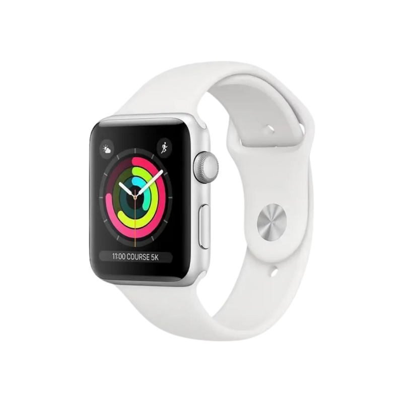 Apple Watch Série 3 38mm boîtier argent avec affichage activité. Réparation écran, batterie ou bouton chez iTelier à Lyon, Saint-Priest, Sathonay-Camp ou Craponne.
