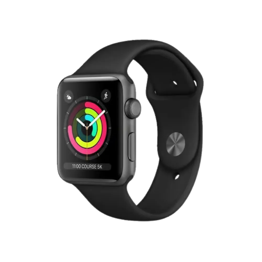 Apple Watch Série 3 42mm noire avec affichage activité. Réparation écran, batterie ou bouton chez iTelier à Lyon, Saint-Fons, Vaulx-en-Velin ou Brignais.