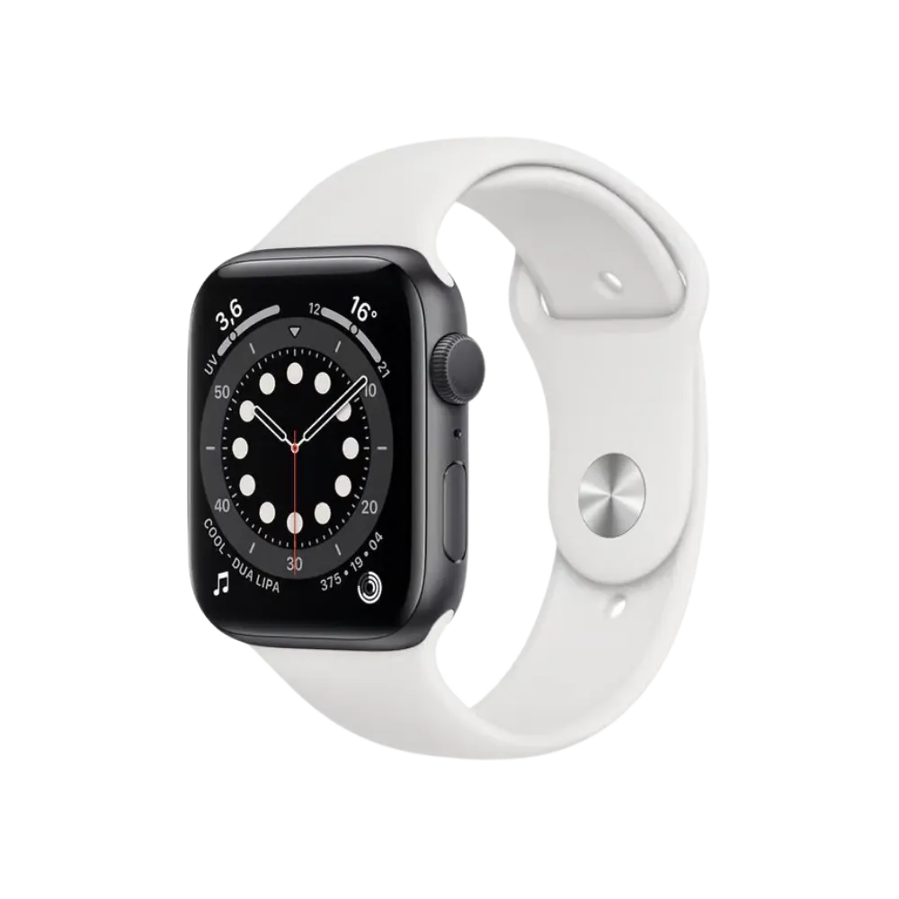 Apple Watch Série 4 40mm avec boîtier noir et bracelet blanc. Réparation écran, batterie, boutons ou cache arrière par iTelier à Lyon, Oullins, Tassin et Bron.