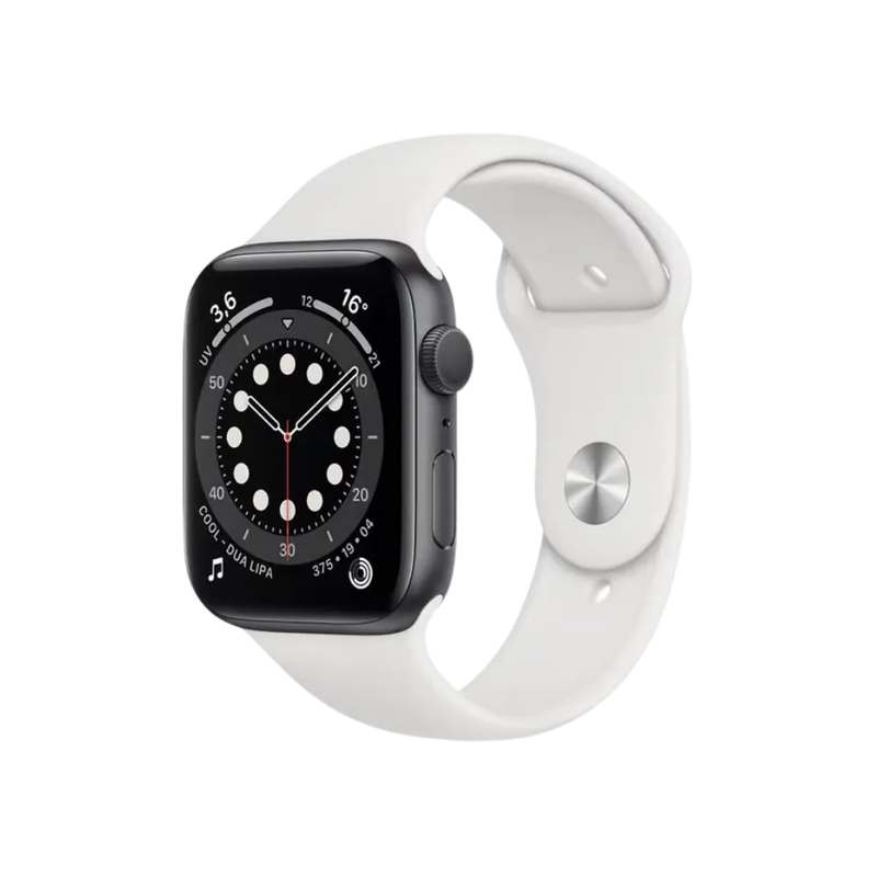 Apple Watch Série 4 40mm avec boîtier noir et bracelet blanc. Réparation écran, batterie, boutons ou cache arrière par iTelier à Lyon, Oullins, Tassin et Bron.