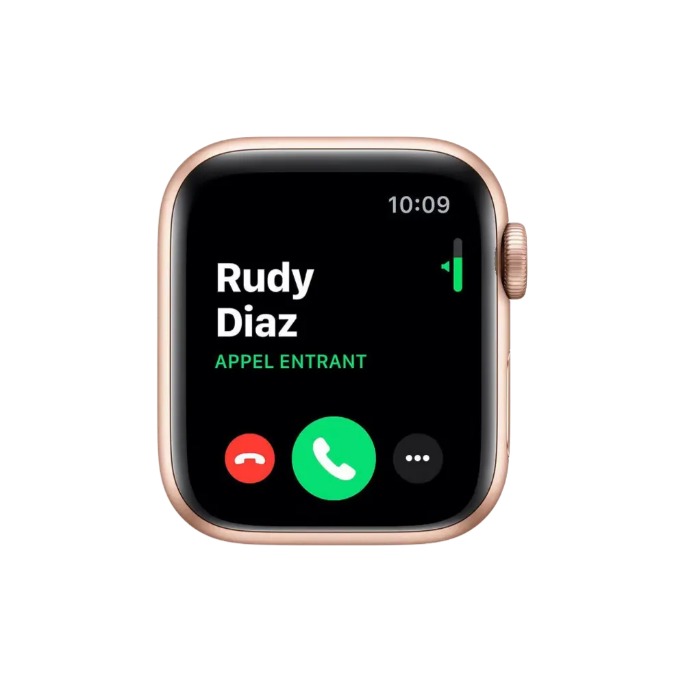 Écran d’appel Apple Watch Série 5 40mm. Réparation écran tactile, changement batterie, bouton ou fond arrière par iTelier à Vénissieux, Oullins, Sathonay-Camp, La Mulatière.