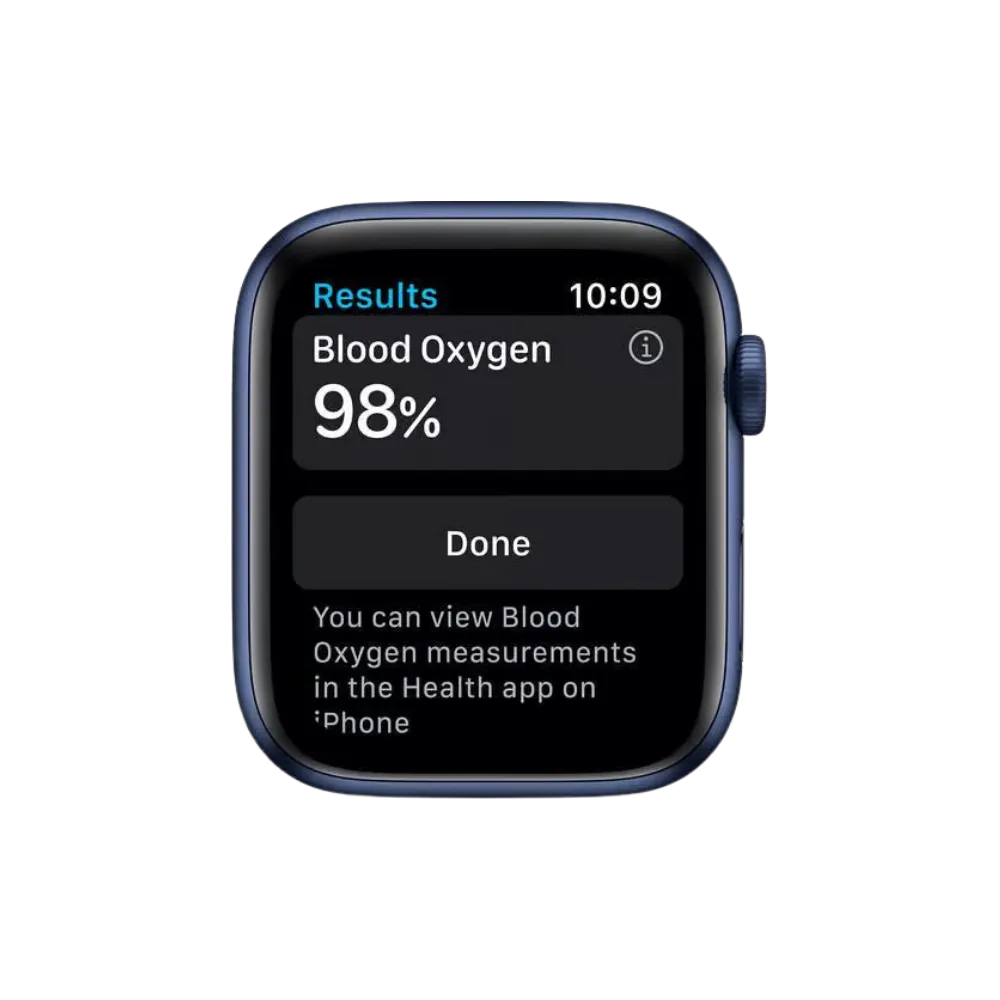 État de la batterie Apple Watch Série 6 44mm affiché à l’écran. Remplacement batterie, réparation écran, bouton et cache arrière à Lyon, Corbas, Meyzieu, Écully.
