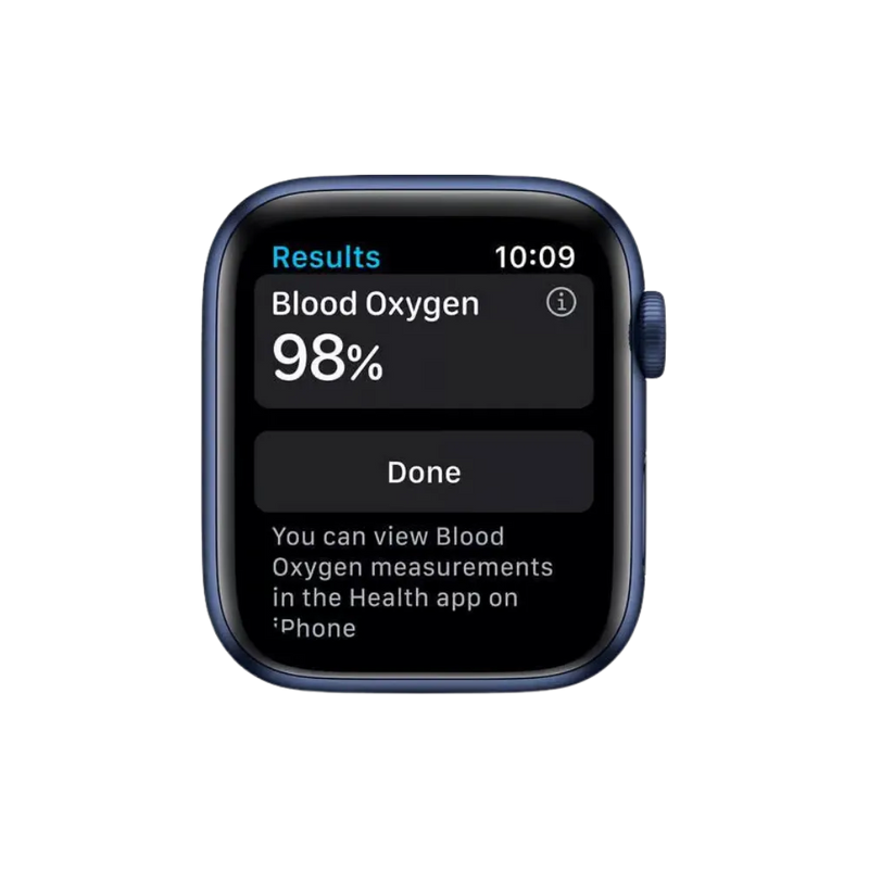 État de la batterie Apple Watch Série 6 44mm affiché à l’écran. Remplacement batterie, réparation écran, bouton et cache arrière à Lyon, Corbas, Meyzieu, Écully.