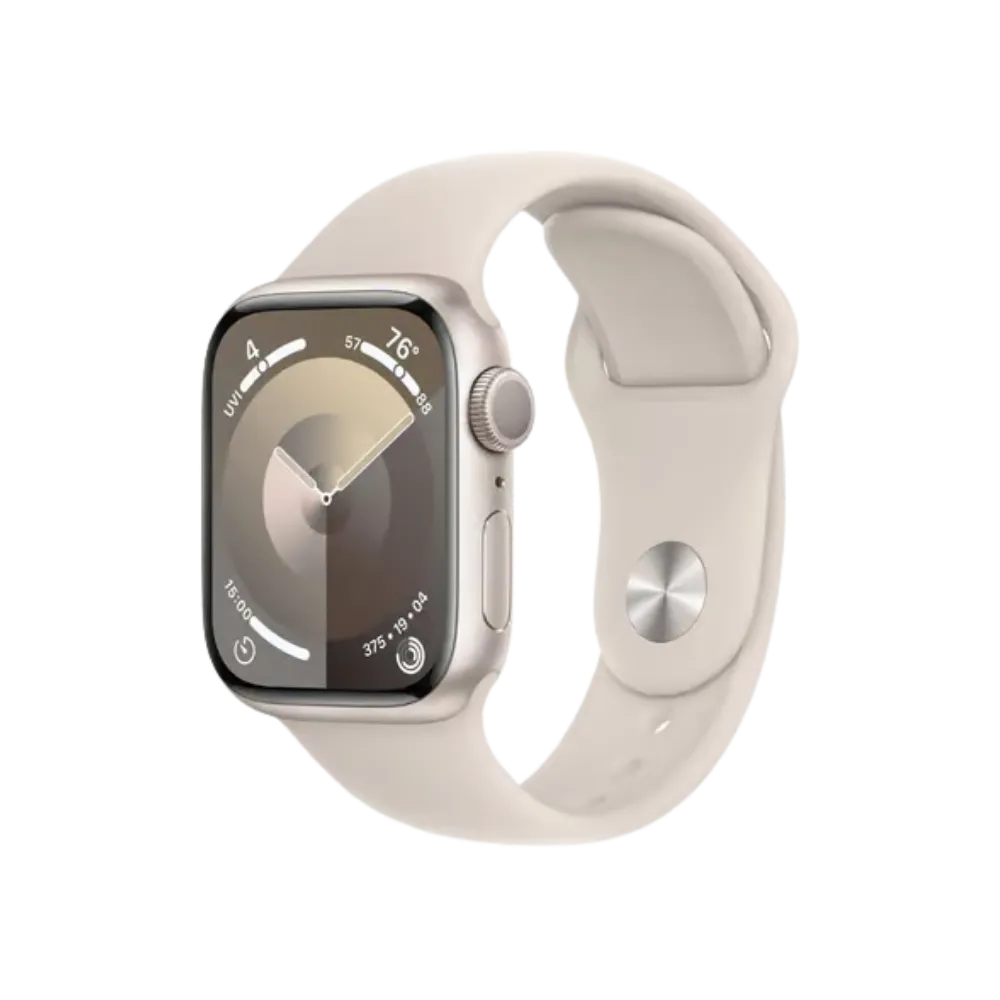 Apple Watch Série 9 41mm beige vue de face. Réparation écran, batterie, boutons ou cache arrière chez iTelier à Lyon, Tassin, Saint-Fons, Craponne – garantie 1 an.