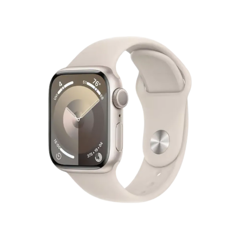 Apple Watch Série 9 41mm beige vue de face. Réparation écran, batterie, boutons ou cache arrière chez iTelier à Lyon, Tassin, Saint-Fons, Craponne – garantie 1 an.