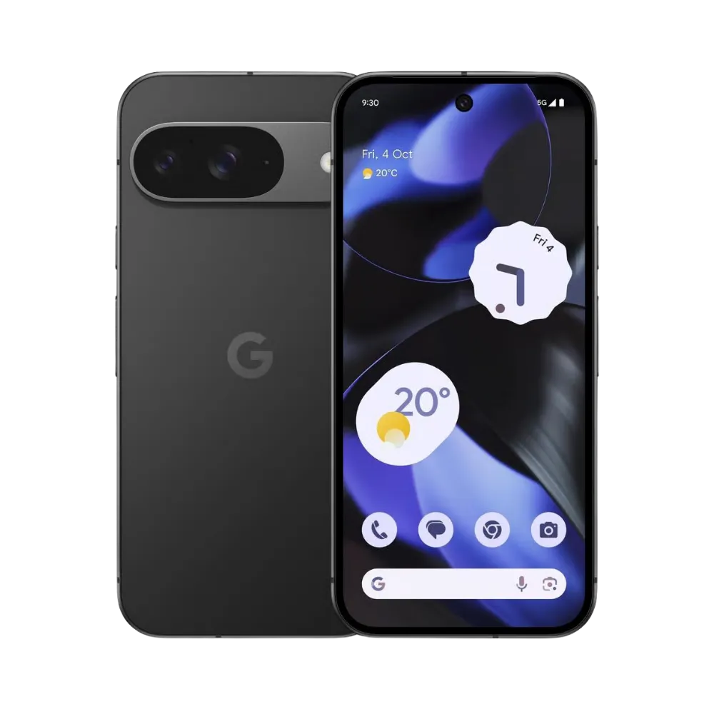 Vue de face et dos du Google Pixel 9 noir, prêt à être réparé chez iTelier Lyon. Réparation d’écran, batterie ou caméra garantie 1 an. Envoi rapide depuis Lyon 6, Paris, Villeurbanne, Grenoble ou Toulouse.