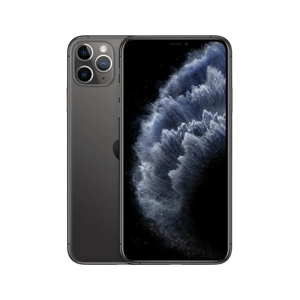 iPhone 11 Pro Max vert nuit vu de face et de dos. Réparation écran OLED Super Retina ou vitre arrière chez iTelier à Lyon. Garantie 12 mois.