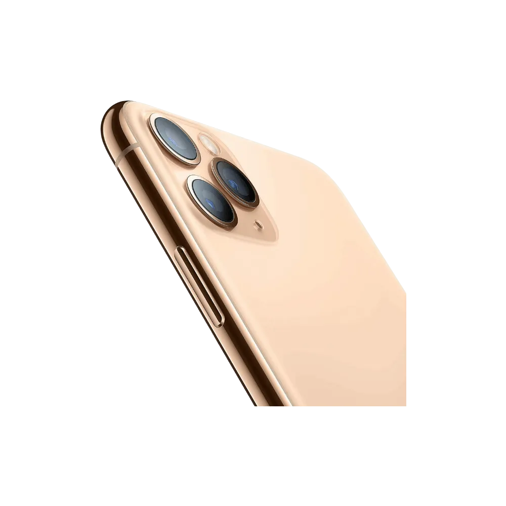 Zoom oblique sur les capteurs photo de l’iPhone 11 Pro or. Réparation caméra défectueuse chez iTelier Lyon avec pièces garanties.