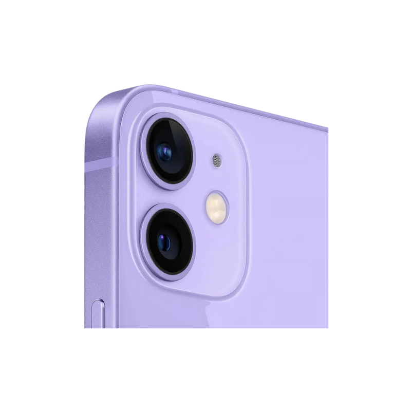 Double capteur photo arrière de l’iPhone 12 mini violet. Réparation caméra cassée ou lentille rayée chez iTelier à Lyon, devis offert.