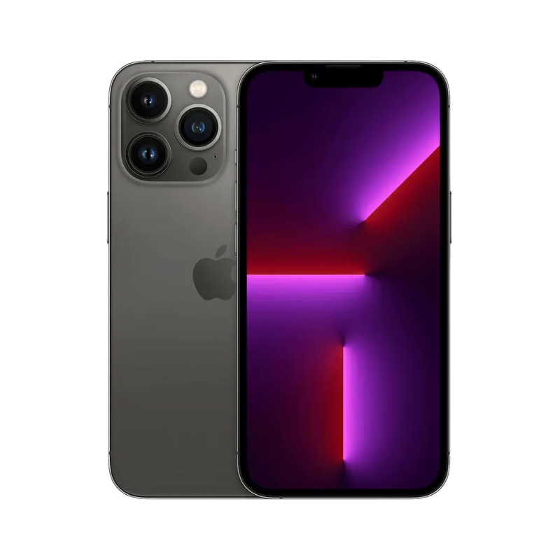 iPhone 13 Pro graphite vu de face et de dos. Réparation iTelier à Lyon : écran OLED, vitre arrière ou batterie défectueuse. Garantie 12 mois.