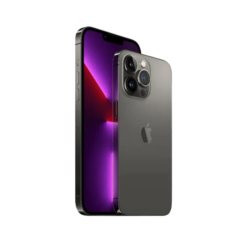 iPhone 13 Pro graphite en vue angulaire. Réparation châssis tordu ou coque rayée chez iTelier Lyon, Caluire, Tassin ou Villeurbanne.