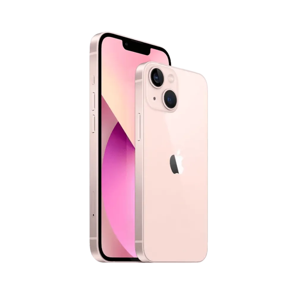 Angle d’iPhone 13 rose montrant l’écran et la coque brillante. Réparation express chez iTelier Lyon : écran, coque arrière, batterie, etc.