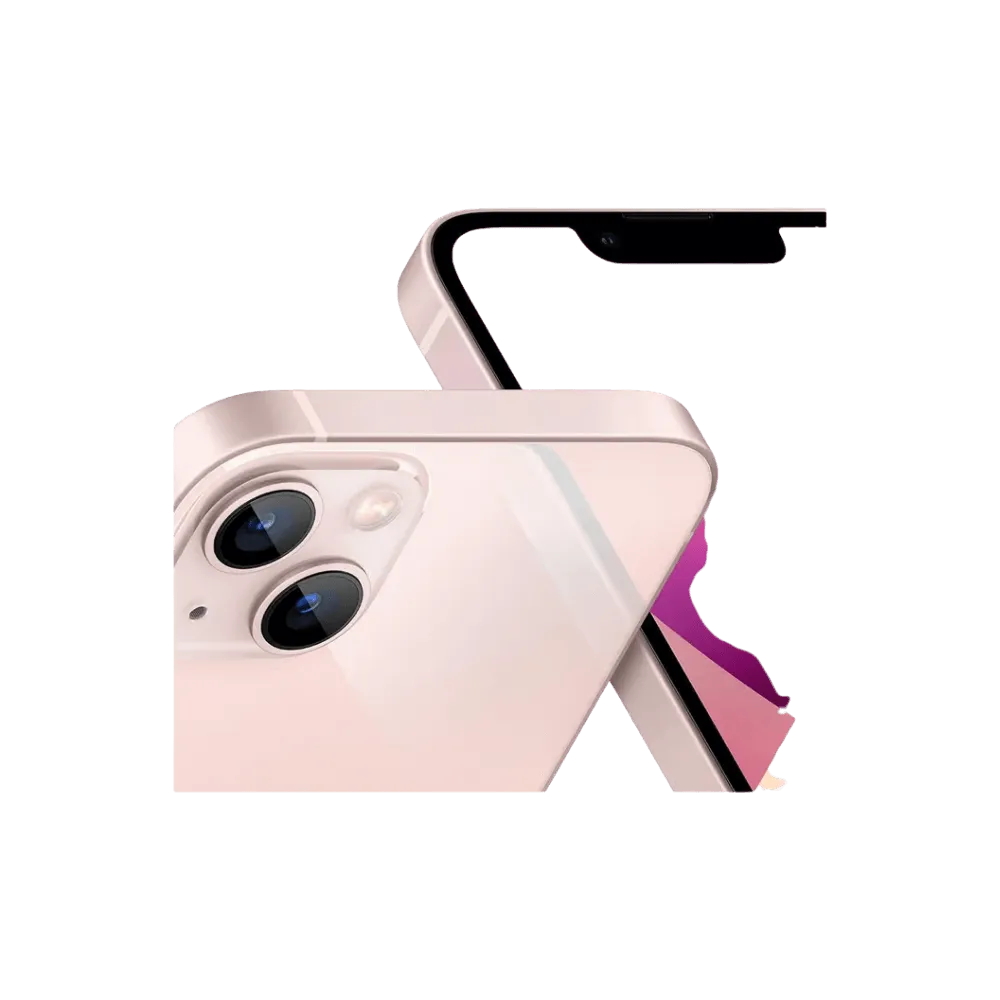 Réparation module caméra iPhone 13 rose. iTelier Lyon remplace les lentilles rayées ou cassées. Pièces premium garanties un an.
