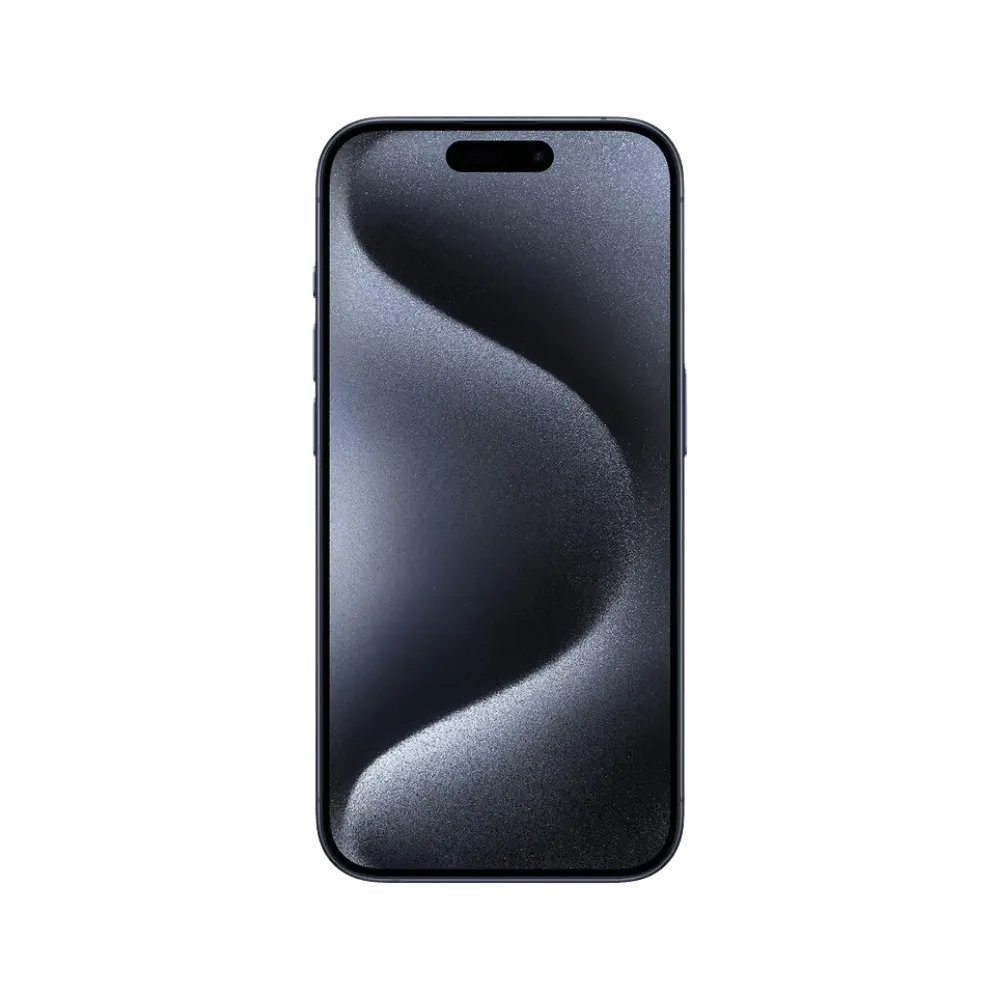 Écran avant de l’iPhone 15 Pro bleu. Remplacement OLED ou vitre cassée à Lyon, Bron ou Saint-Cyr-au-Mont-d'Or avec garantie 1 an.