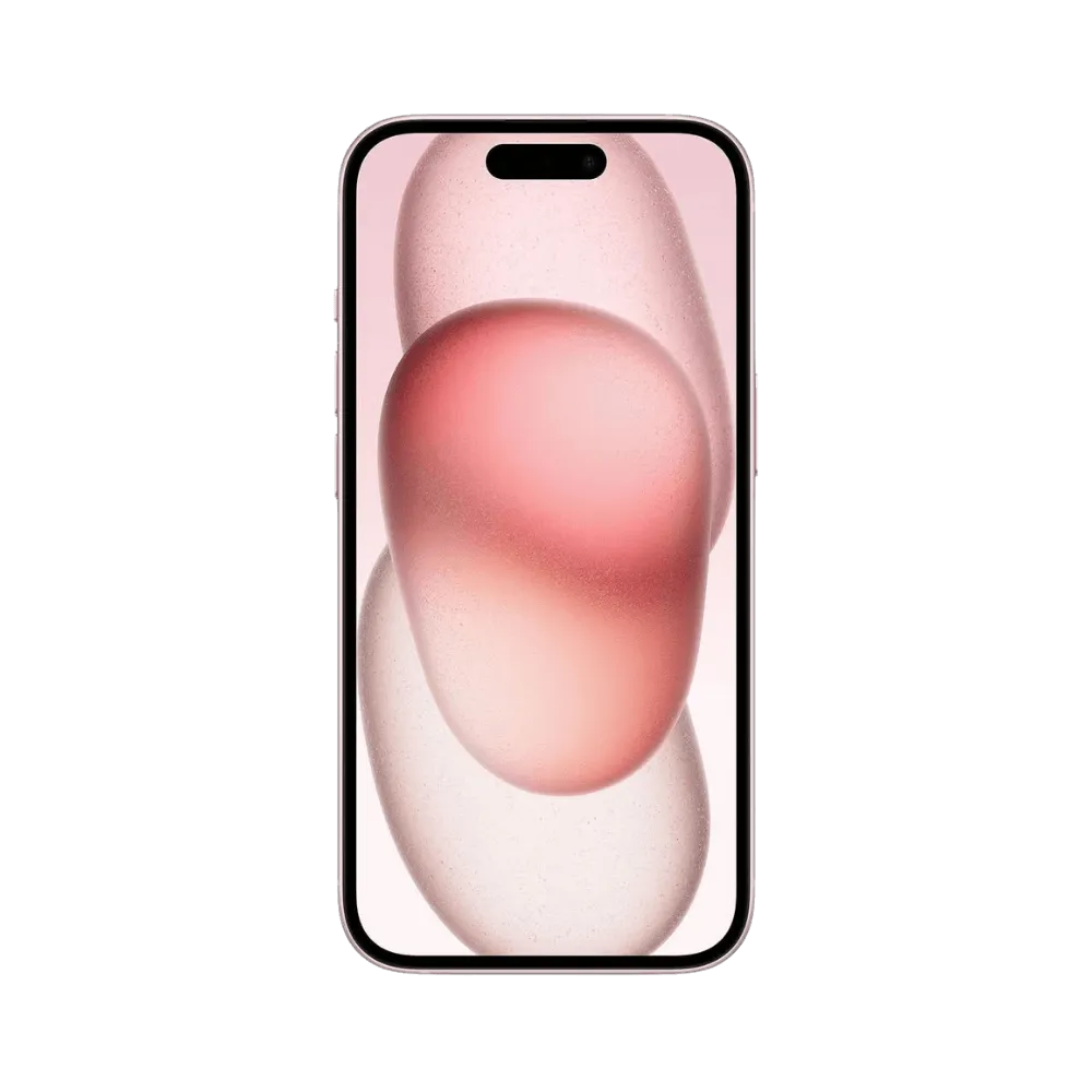 Écran avant de l’iPhone 15 rose. Remplacement OLED ou vitre cassée disponible à Lyon, Villeurbanne ou Rillieux-la-Pape avec diagnostic gratuit.