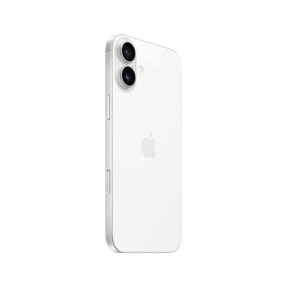 Dos blanc de l’iPhone 16 Plus. Remplacement vitre arrière cassée à Lyon, Francheville ou Caluire-et-Cuire.