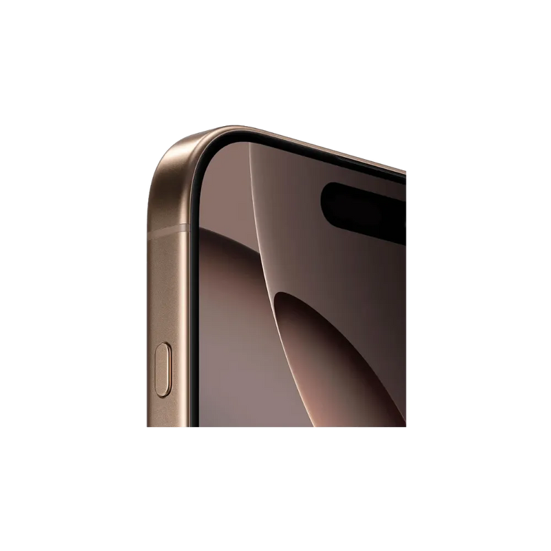 Angle supérieur de l’écran iPhone 16 Pro doré. Réparation écran OLED Apple chez iTelier à Lyon, Villeurbanne ou Oullins.
