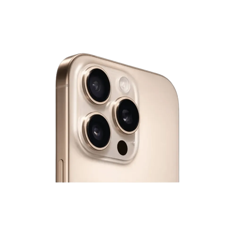 Triple capteur caméra iPhone 16 Pro gold. Réparation ou remplacement module caméra à Lyon, Bron ou Saint-Fons.