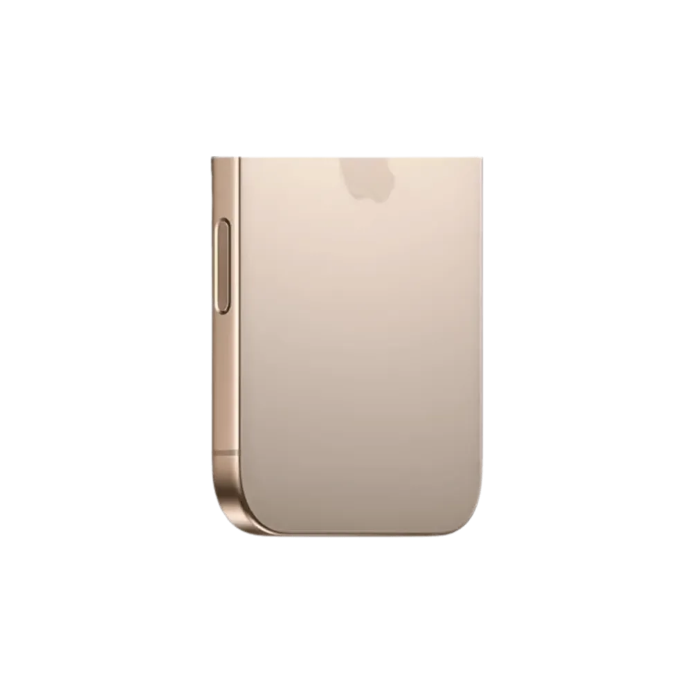 Dos à plat de l’iPhone 16 Pro doré. Changement vitre arrière fissurée chez iTelier Lyon, Grézieu-la-Varenne ou Champagne.