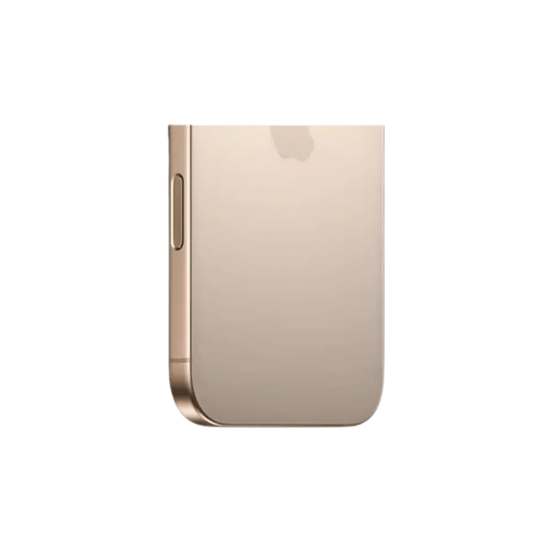 Dos à plat de l’iPhone 16 Pro doré. Changement vitre arrière fissurée chez iTelier Lyon, Grézieu-la-Varenne ou Champagne.