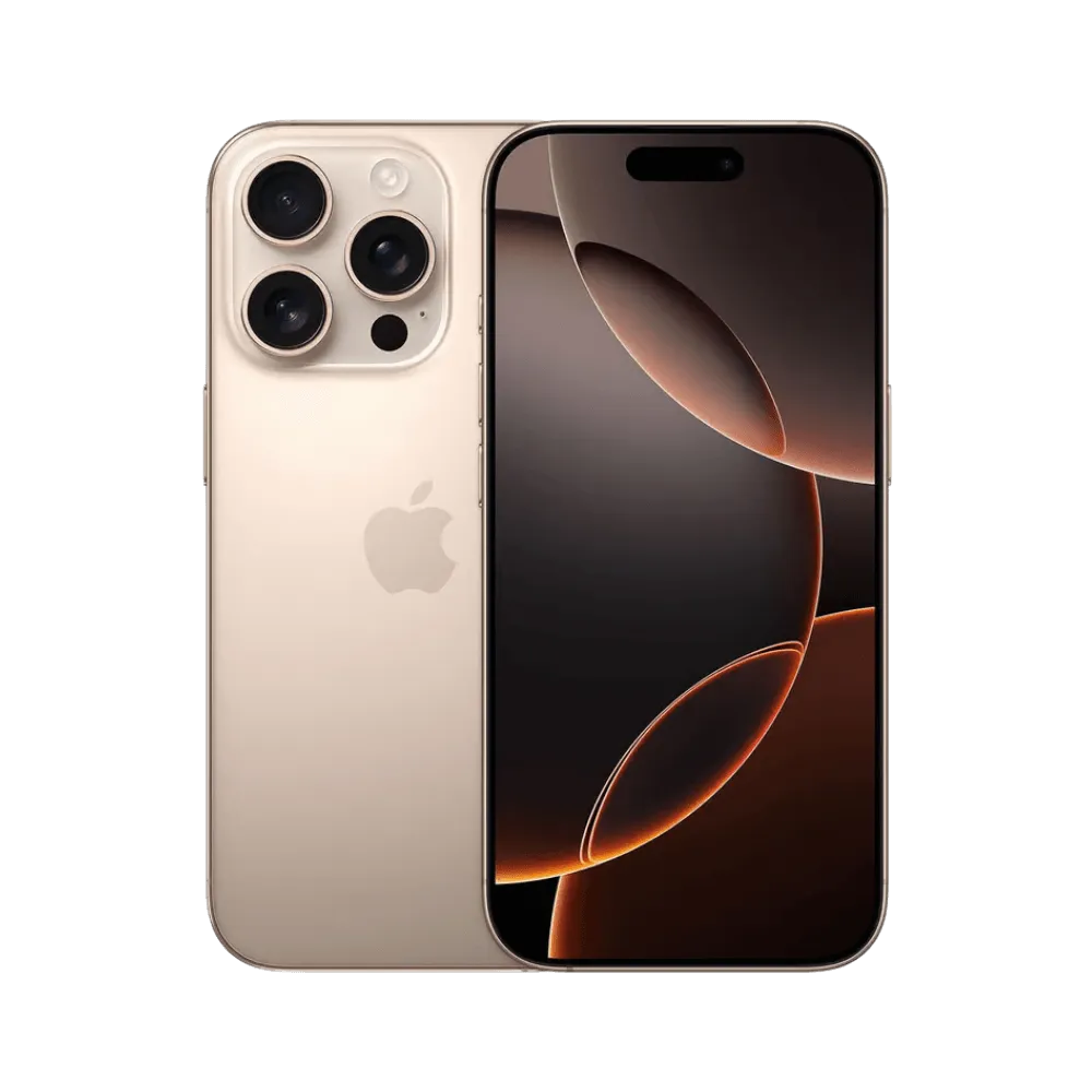 iPhone 16 Pro doré vu de face et de dos. Réparation écran ou dos en verre d’origine chez iTelier Lyon, Tassin ou Écully.