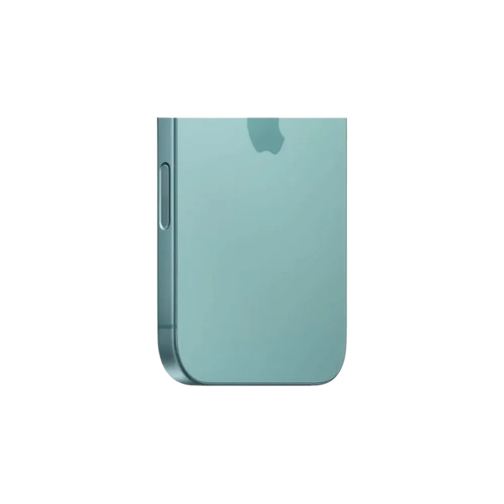Dos vert de l’iPhone 16 posé à plat. Vitre arrière cassée ? Réparation express chez iTelier à Lyon, Mions ou La Mulatière.