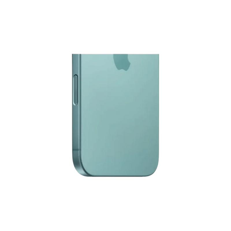 Dos vert de l’iPhone 16 posé à plat. Vitre arrière cassée ? Réparation express chez iTelier à Lyon, Mions ou La Mulatière.