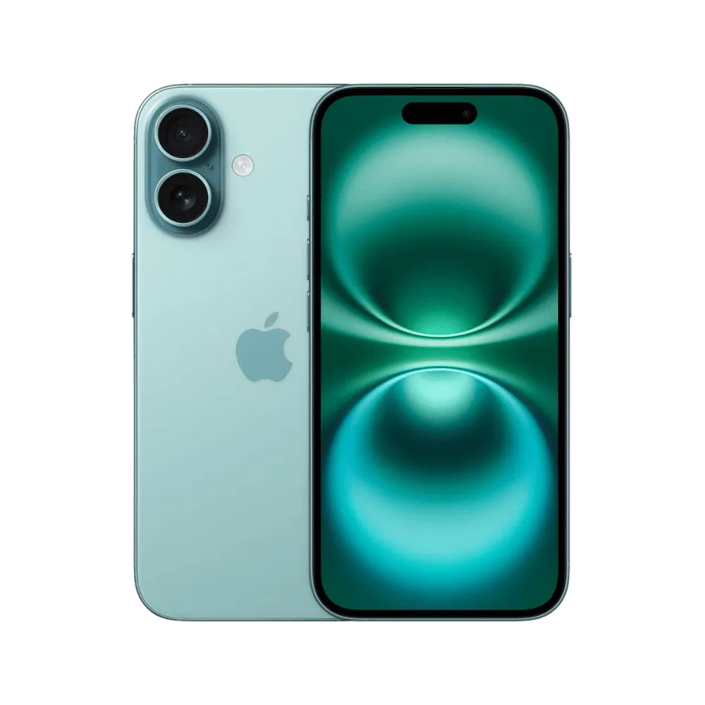 iPhone 16 vert de face et de dos. Réparation écran ou vitre arrière d'origine chez iTelier à Lyon, Francheville ou Sainte-Foy-lès-Lyon.