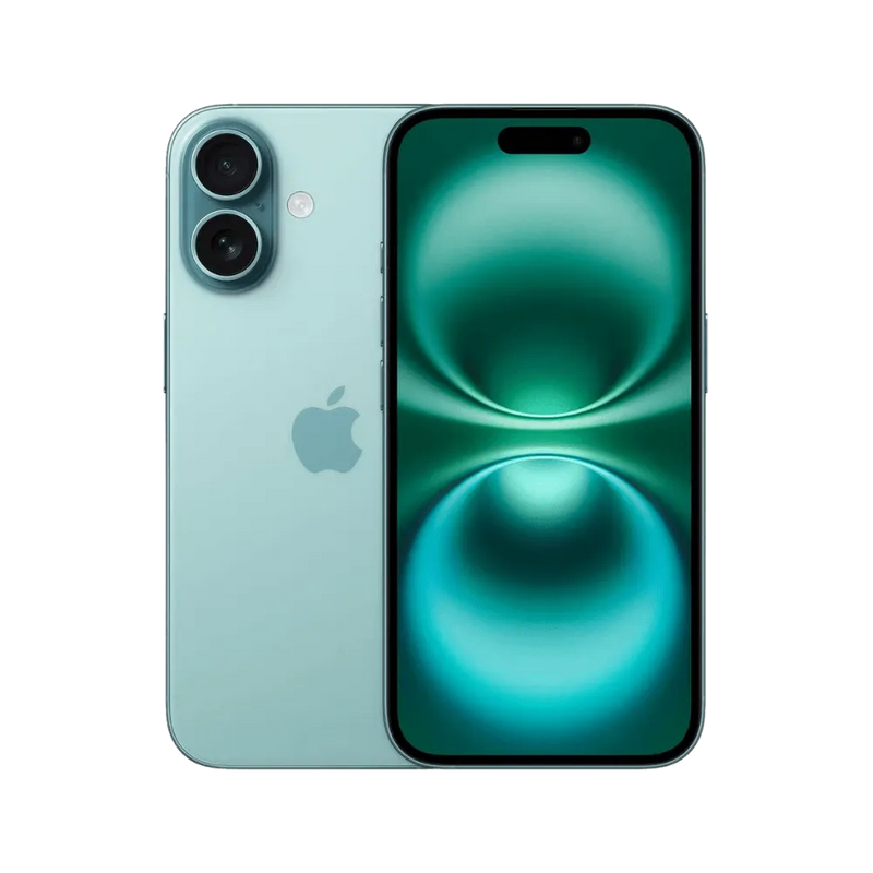 iPhone 16 vert de face et de dos. Réparation écran ou vitre arrière d'origine chez iTelier à Lyon, Francheville ou Sainte-Foy-lès-Lyon.