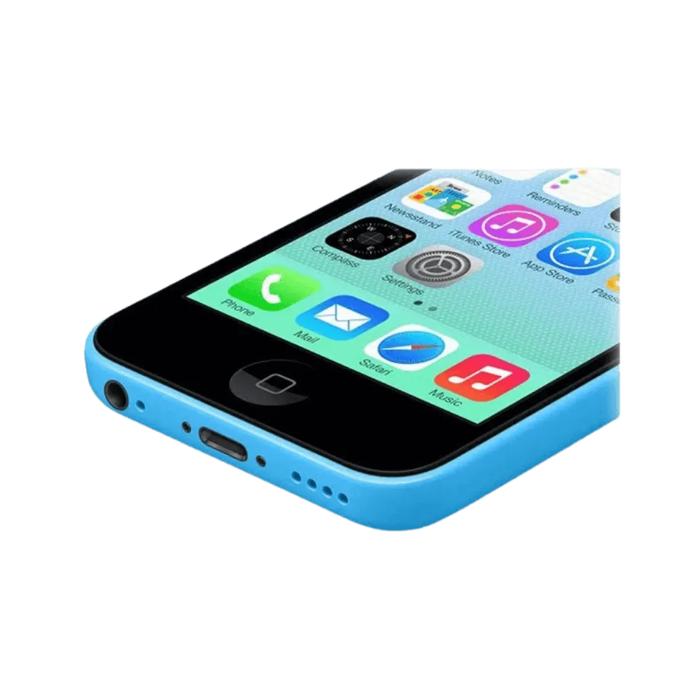 iPhone 5C affichage actif en vue inclinée. Réparation écran, batterie ou connecteur chez iTelier Lyon. Service de qualité avec devis offert.