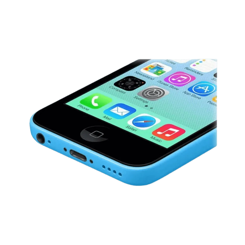 iPhone 5C affichage actif en vue inclinée. Réparation écran, batterie ou connecteur chez iTelier Lyon. Service de qualité avec devis offert.