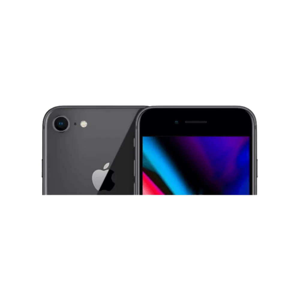 iPhone 8 noir couché avec écran actif. Réparation Apple à Lyon chez iTelier : écran, batterie, connecteur Lightning ou haut-parleur.