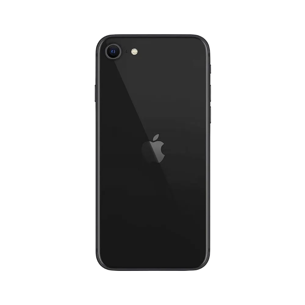 Vue arrière de l’iPhone SE 2020. Réparation batterie, caméra arrière ou connecteur lightning chez iTelier à Lyon. Pièces garanties 12 mois.