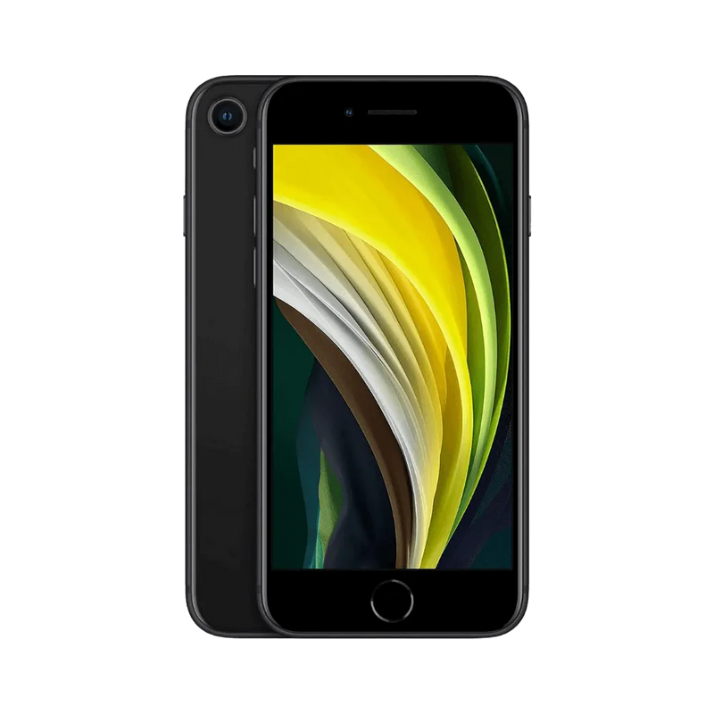 iPhone SE 2020 noir, vue avant et arrière. Réparation écran ou batterie chez iTelier Lyon. Diagnostic gratuit et prise en charge rapide avec garantie 1 an.