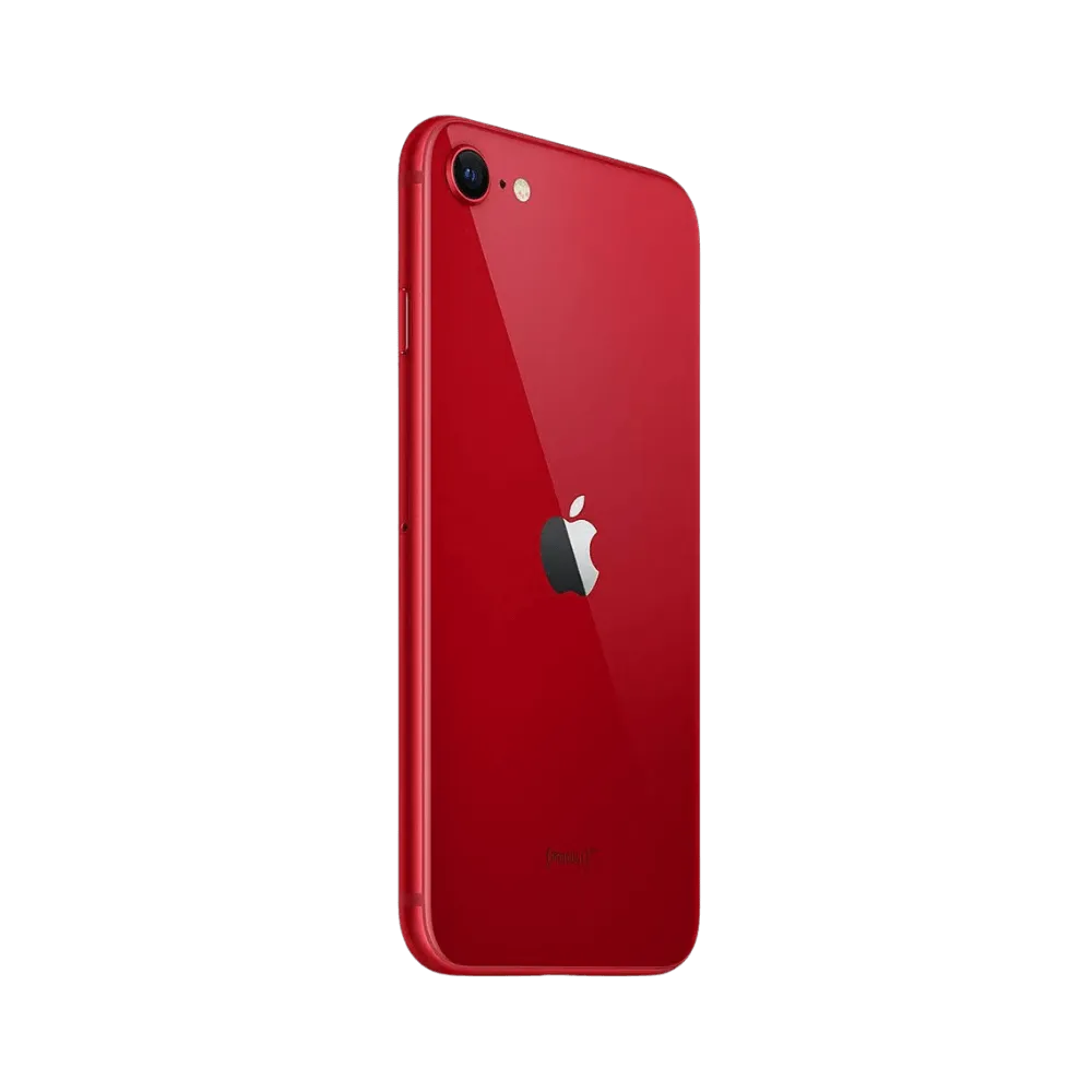 Vue inclinée de l’iPhone SE 2022 rouge. Réparations express chez iTelier Lyon. Pièces d’origine, en boutique ou envoi national sécurisé.