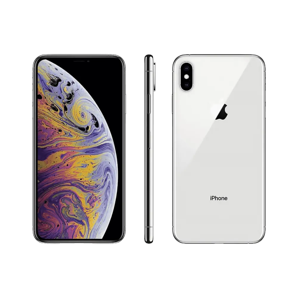 iPhone XS Max vu sous deux angles. Réparation complète chez iTelier à Lyon : écran OLED, batterie, dos ou caméra. Envoi national.