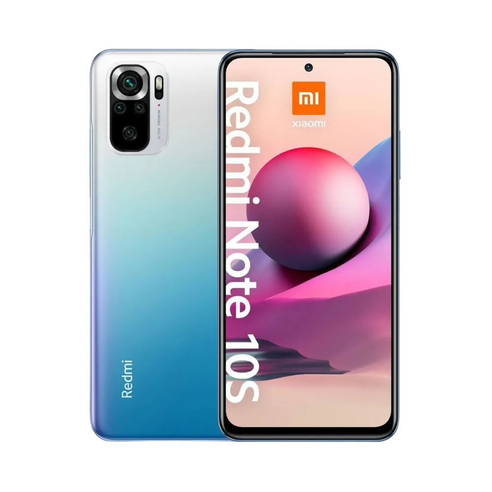 Redmi Note 10S en vue avant et arrière — réparation écran, vitre arrière et batterie par iTelier Lyon, diagnostic offert, pièces d’origine garanties 1 an, service express et envoi national sécurisé.