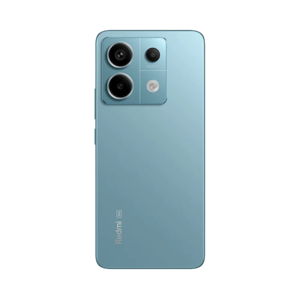 Dos du Redmi Note 13 Pro 5G bleu avec triple module photo — réparation lentille caméra, remplacement vitre arrière cassée et maintenance batterie par iTelier Lyon, techniciens certifiés, service fiable et écologique.