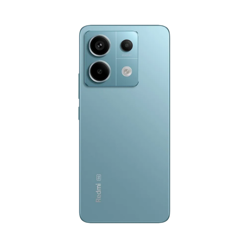Dos du Redmi Note 13 Pro 5G bleu avec triple module photo — réparation lentille caméra, remplacement vitre arrière cassée et maintenance batterie par iTelier Lyon, techniciens certifiés, service fiable et écologique.