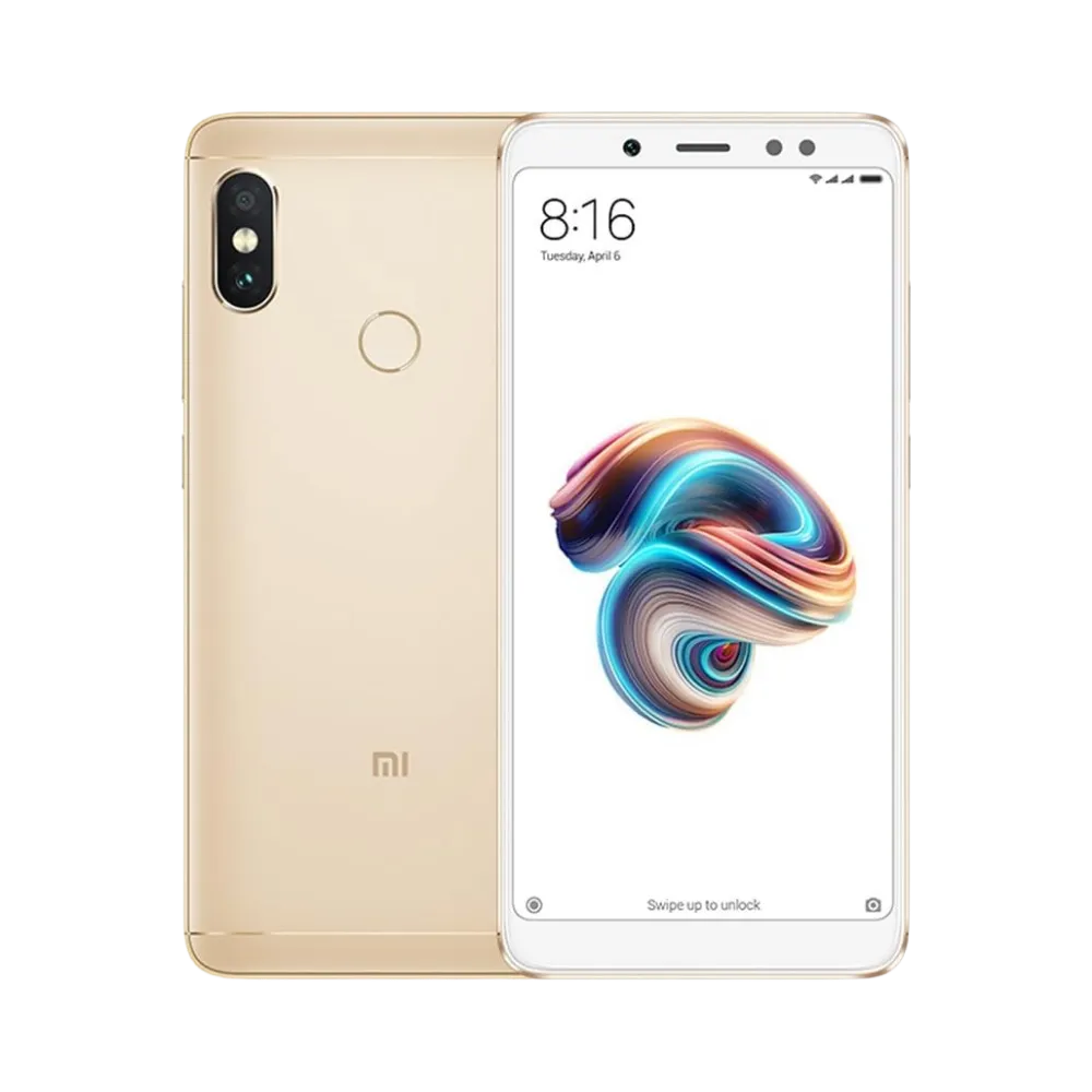 Redmi Note 5 or en vue avant et arrière — réparation écran, vitre arrière et batterie par iTelier Lyon, diagnostic gratuit, pièces d’origine garanties 1 an, service express et envoi national.