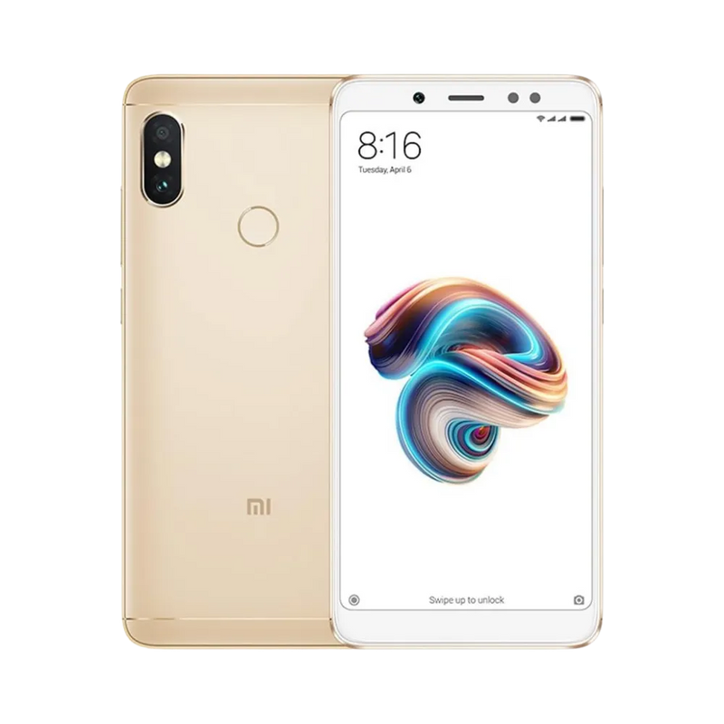 Redmi Note 5 or en vue avant et arrière — réparation écran, vitre arrière et batterie par iTelier Lyon, diagnostic gratuit, pièces d’origine garanties 1 an, service express et envoi national.