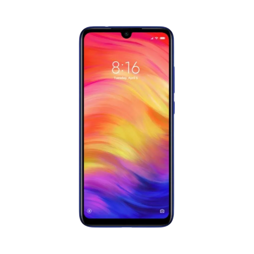 Écran du Redmi Note 7 bleu — remplacement vitre et dalle originale par iTelier Lyon, réparation rapide avec garantie 1 an, devis gratuit et service en boutique ou par correspondance.