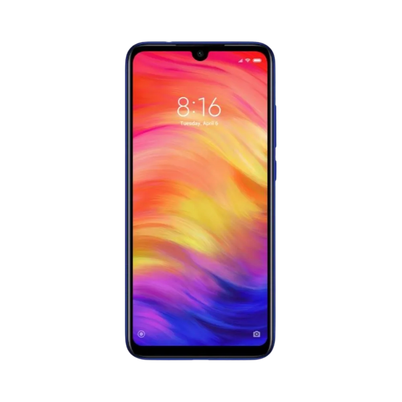 Écran du Redmi Note 7 bleu — remplacement vitre et dalle originale par iTelier Lyon, réparation rapide avec garantie 1 an, devis gratuit et service en boutique ou par correspondance.