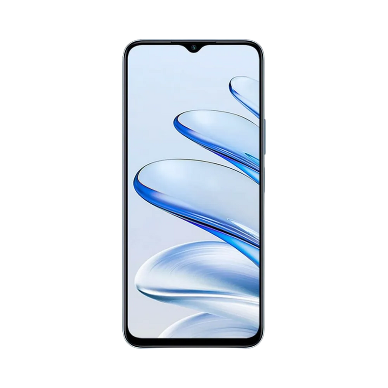 Honor 70 Lite bleu en position verticale, écran lumineux avec fond clair et motif bleu, idéal pour illustrer réparation écran original et diagnostic gratuit chez iTelier Lyon.