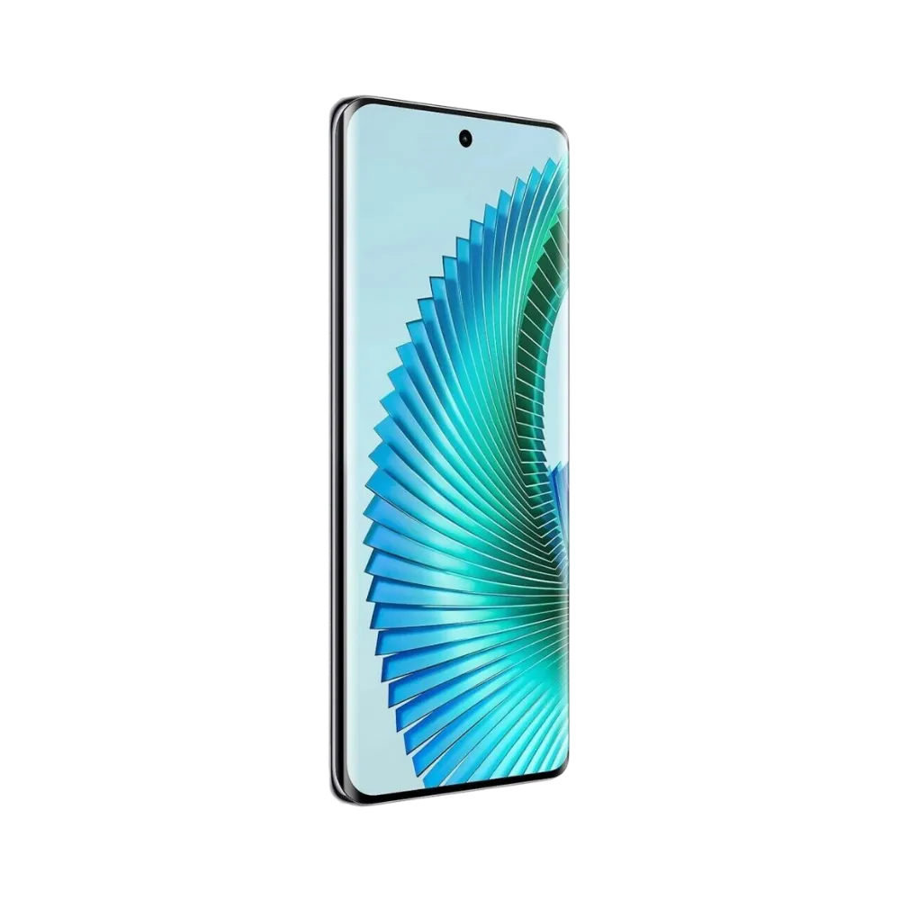 Honor Magic 6 Lite noir en position verticale, écran lumineux avec fond vert et poinçon central pour caméra frontale, parfait pour illustrer réparation écran original et diagnostic gratuit chez iTelier Lyon.