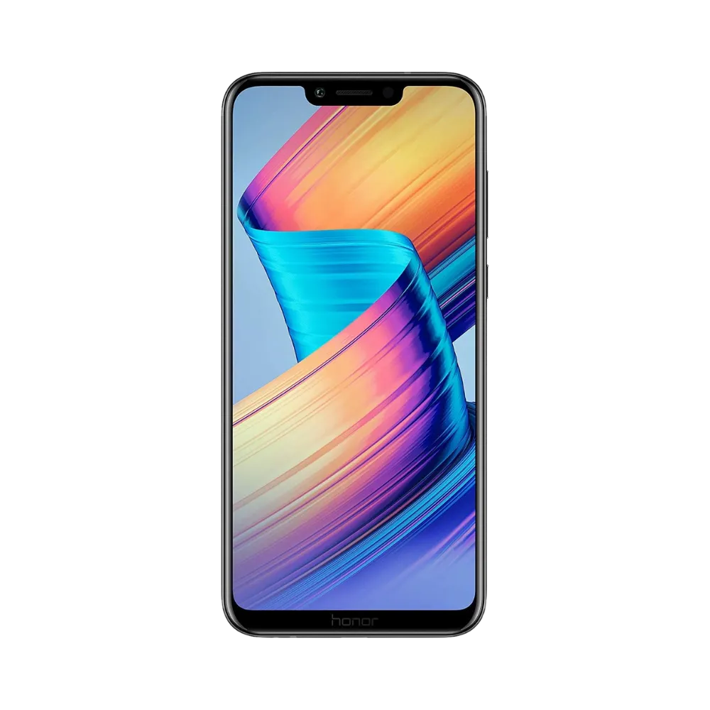 Honor Play noir en position verticale, écran lumineux avec fond coloré en dégradé bleu, orange et violet, idéal pour illustrer réparation écran original et diagnostic gratuit chez iTelier Lyon.
