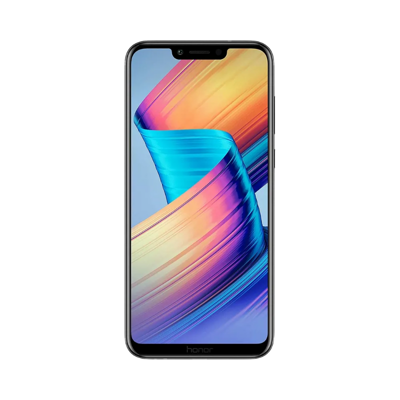 Honor Play noir en position verticale, écran lumineux avec fond coloré en dégradé bleu, orange et violet, idéal pour illustrer réparation écran original et diagnostic gratuit chez iTelier Lyon.