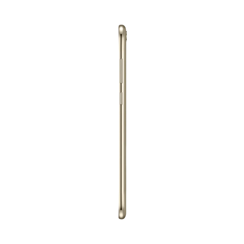 Huawei Y6 2018 doré vu de profil en position verticale, montrant les tranches fines et latérales, parfait pour représenter réparations connecteur de charge et boutons latéraux par iTelier Lyon.