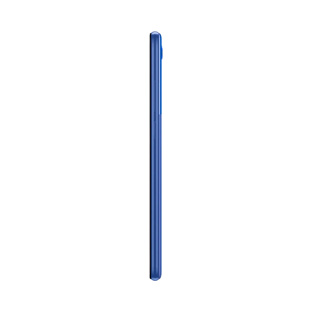 Huawei Y6s bleu vu de profil en position verticale, montrant l’épaisseur fine et la tranche latérale, parfait pour illustrer réparations boutons et connecteur de charge par iTelier Lyon.