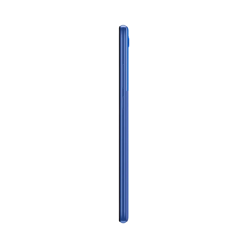 Huawei Y6s bleu vu de profil en position verticale, montrant l’épaisseur fine et la tranche latérale, parfait pour illustrer réparations boutons et connecteur de charge par iTelier Lyon.